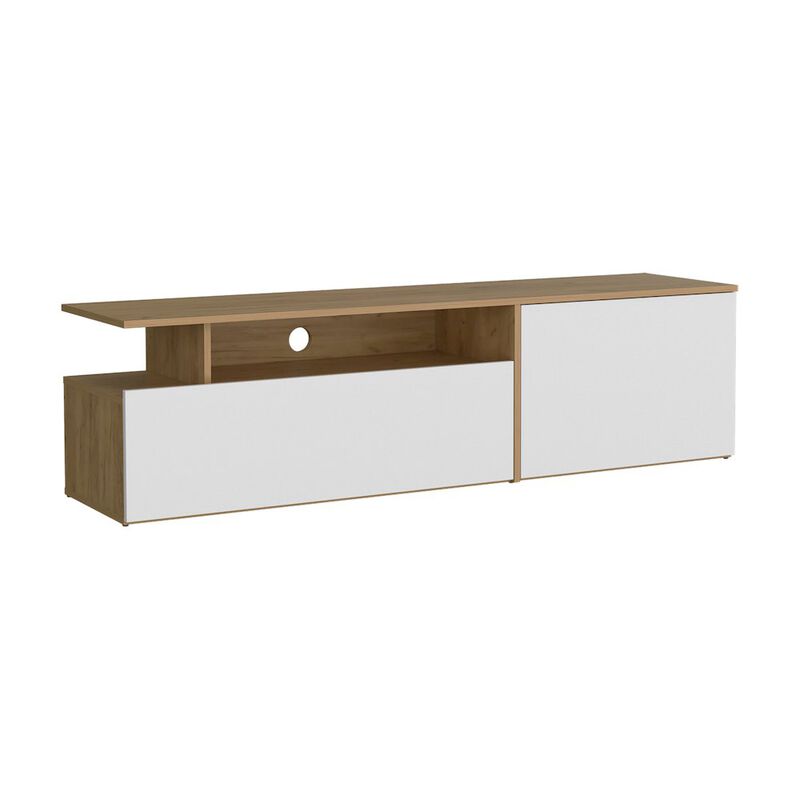Virgil Tv Stand 60" TV Capacity, Natural Oak / White