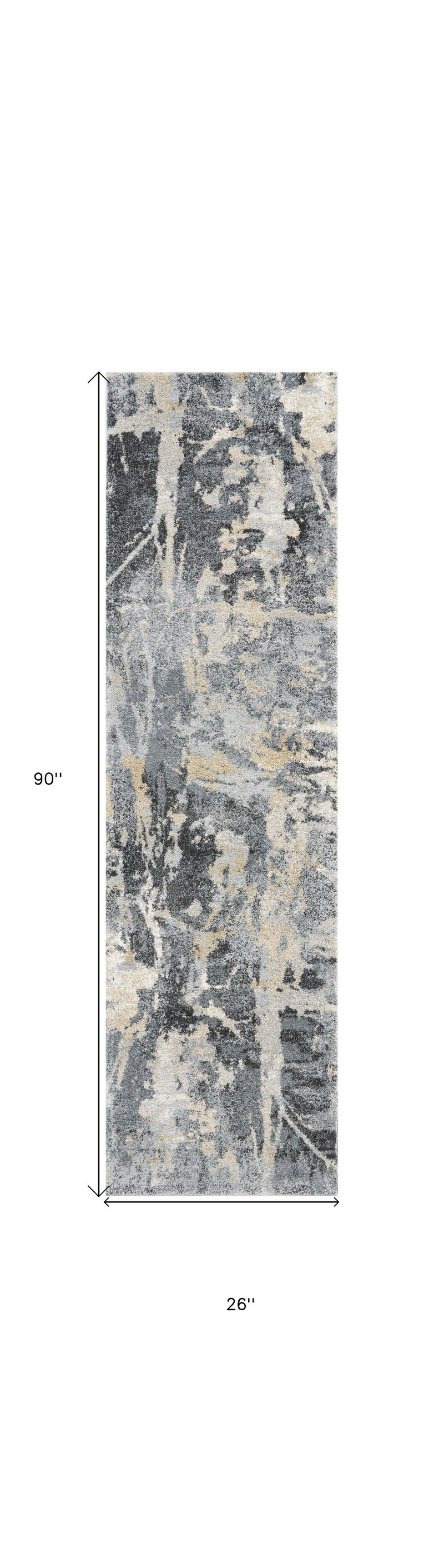 HomeRoots Abstract Distressed Runner Rug image number 3