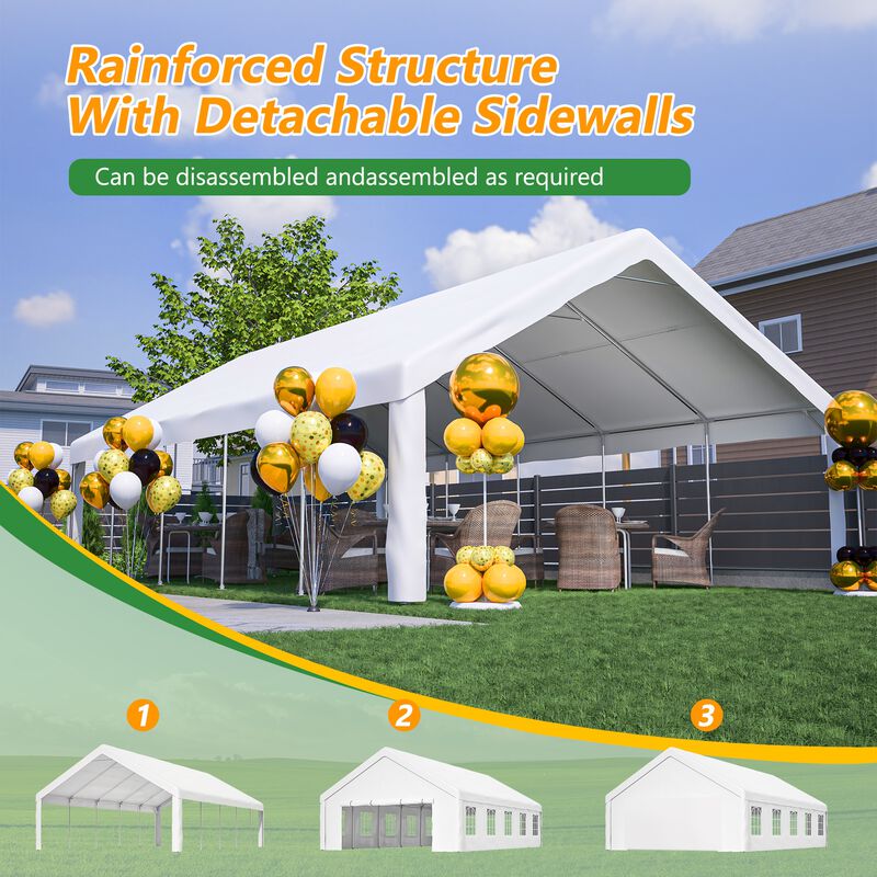 20x32 FT Party Tent with 3 Storage Bags & Removable Sidewalls, Outdoor Canopy Gazebo image number 6