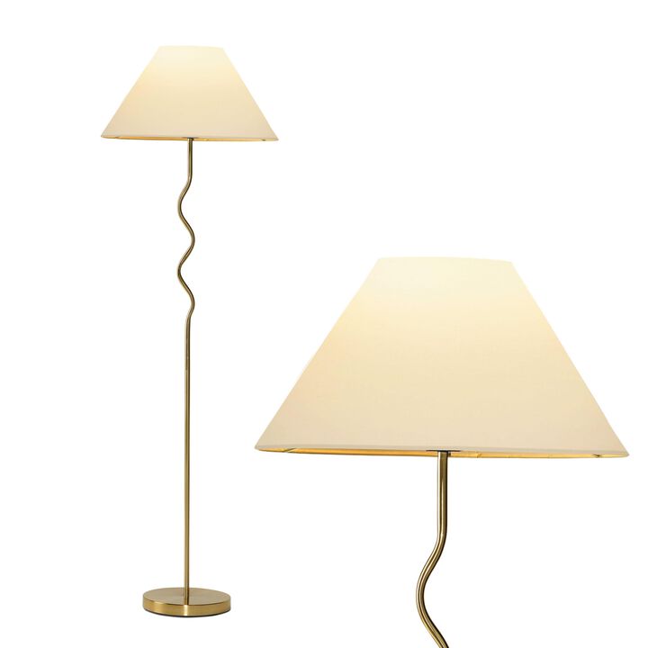 Squiggle LED Floor Lamp - Brass