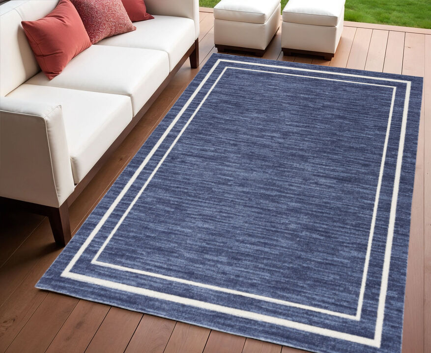 HomeRoots 4' X 6' Navy Blue And Ivory Indoor Outdoor Area Rug