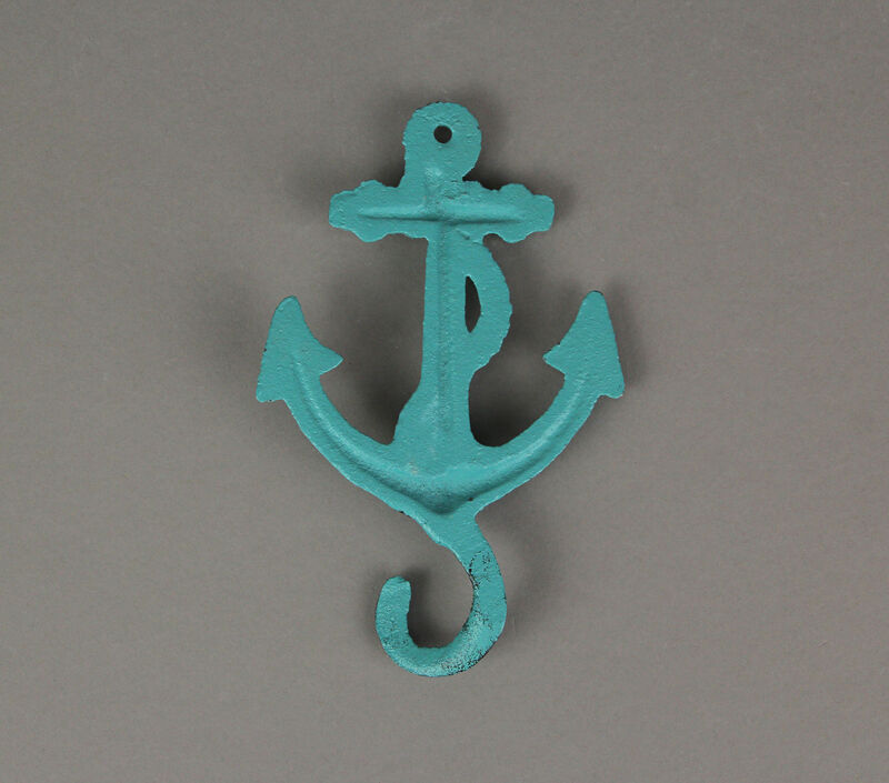 Set of 4 Cast Iron Ship Anchor Coat Hooks Decorative Hanger Coastal Wall Decor image number 2
