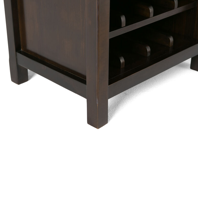 Avalon 12-Bottle SOLID WOOD 22 inch Wide Contemporary High Storage Wine Rack Cabinet in Dark Tobacco Brown