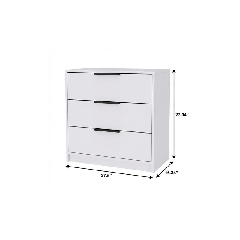 HomeRoots 28" White Wood Three Drawer Dresser image number 4
