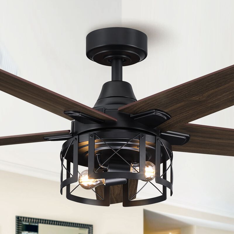 52 in. Matte Black Reversible Blades Ceiling Fan with Light and Remote