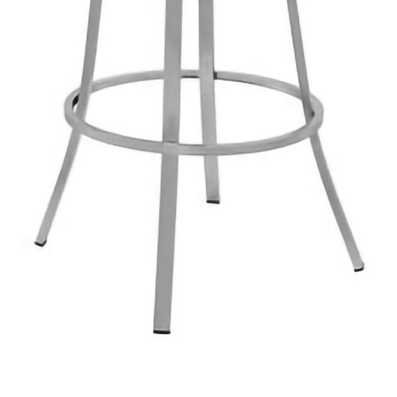 30 Inch Leatherette Back Barstool with Metal Frame, Slate Gray-Benzara image number 4