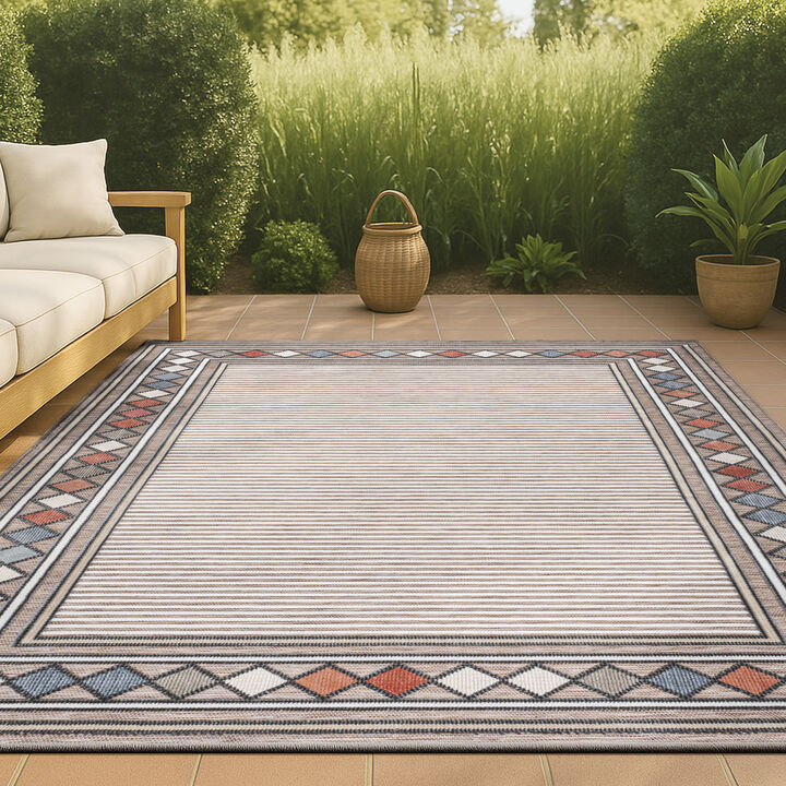 Sebastian High-Low Modern Diamond Border Area Rug