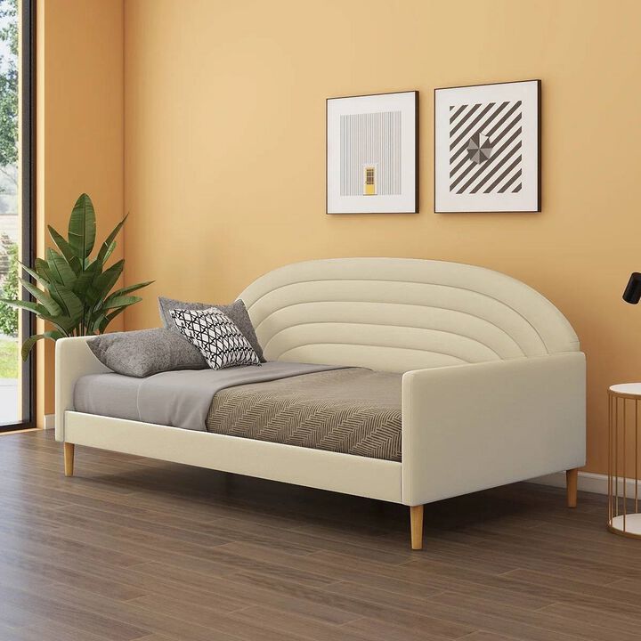 Modern Velvet Upholstered Daybed – Mid-Century Style Sofa Bed for Home Décor