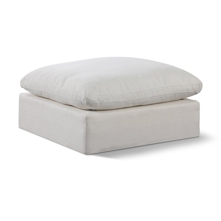 Meridian Furniture Comfy Cream Linen Textured Fabric Modular Ottoman