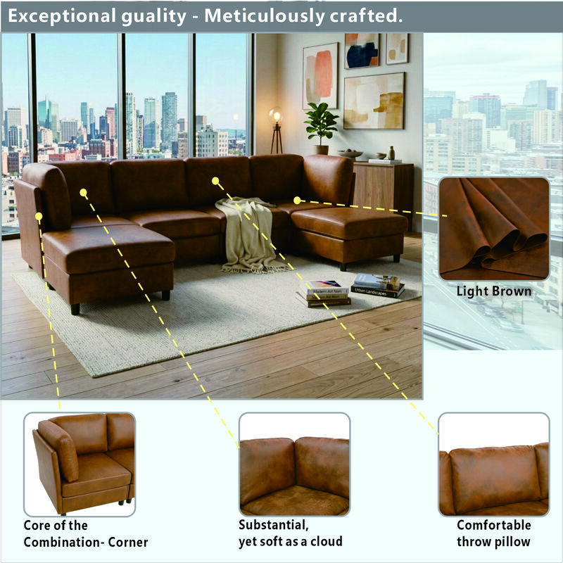 Bukbop Modern Modular Corner Sofa Foil fabric image number 7