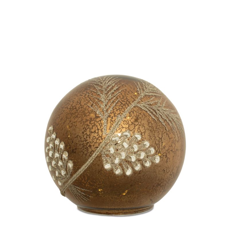 2-Piece LED Pinecone Globe Set – Winter Holiday Decor with Built-In Lights, Faux Pine, and Snow Accents for Mantel or Table