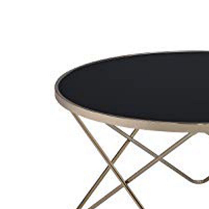 Alluring Coffee Table, Black Glass & Gold-Benzara image number 2
