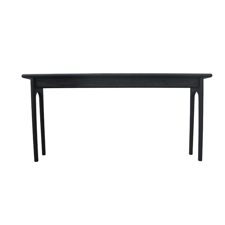 Areo Sofa Console Table, 65 Inch Narrow Top w Curved Legs, Matte Black - Benzara