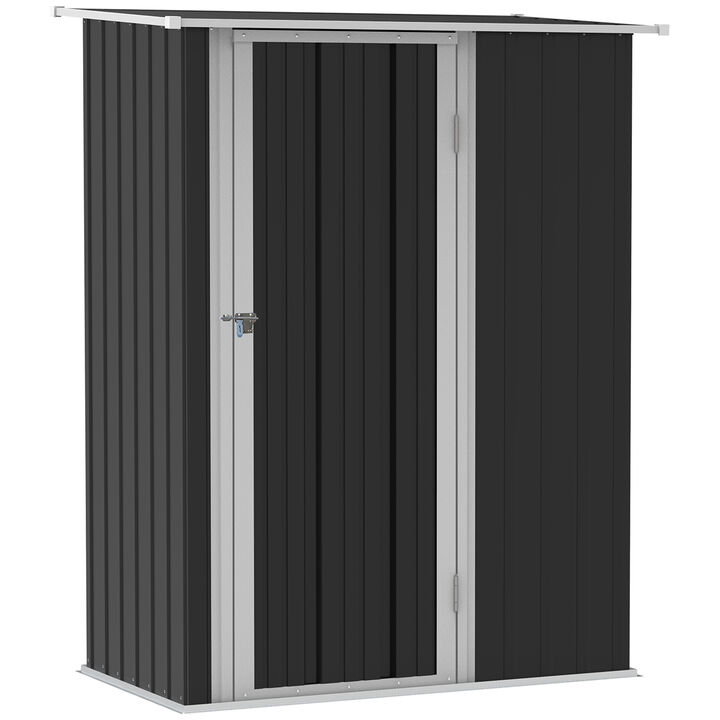 Outsunny 4.7' x 3' Outdoor Storage Shed, Galvanized Metal Utility Garden Tool House, 2 Vents and Lockable Door for Backyard, Bike, Patio, Garage, Lawn, Gray