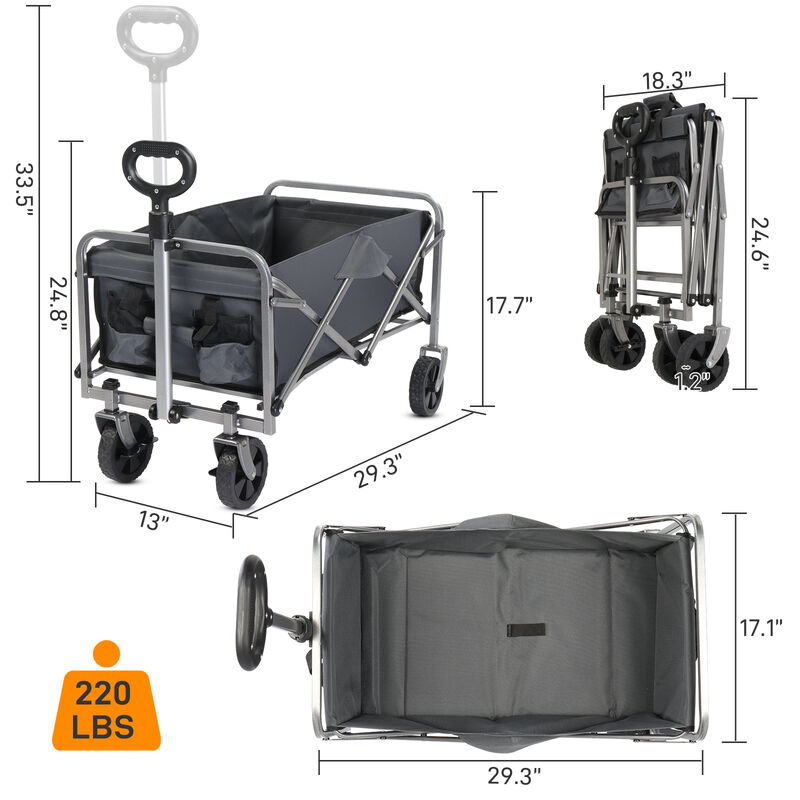 Garden Folding Cart Compact, Collapsible Cart for Convenient Transport of Gardening Tools & Supplies