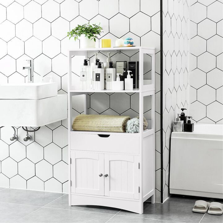 BreeBe Upper Shelves Bathroom Storage Cabinet White