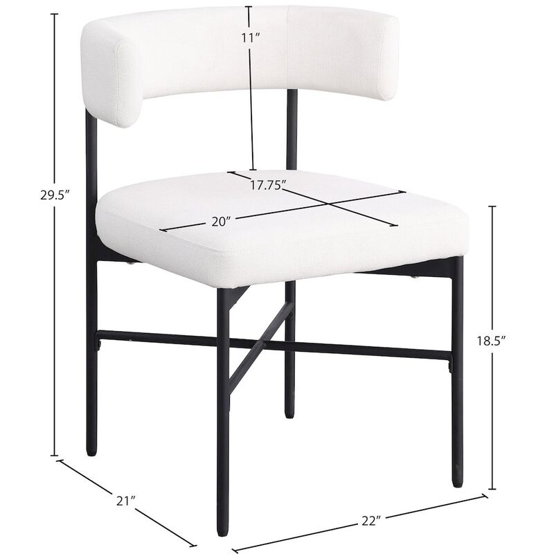 Meridian Furniture Rivage Cream Durable Linen Textured Fabric Dining Chair, Set of 2