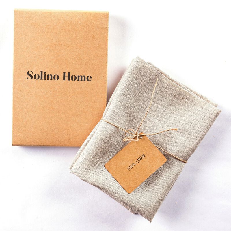 Solino Home Kitchen Linen 100% Linen Kitchen Towels &ndash; Set of 2, 17 x 26 in, Machine Washable, Holiday and Everyday Dining