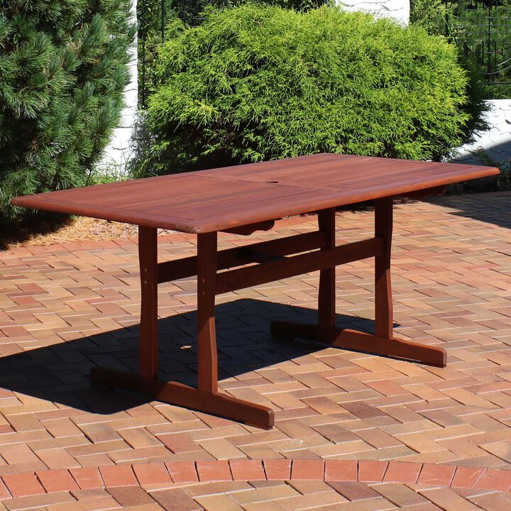 Sunnydaze 6 ft Meranti Wood Rectangular Patio Dining Table