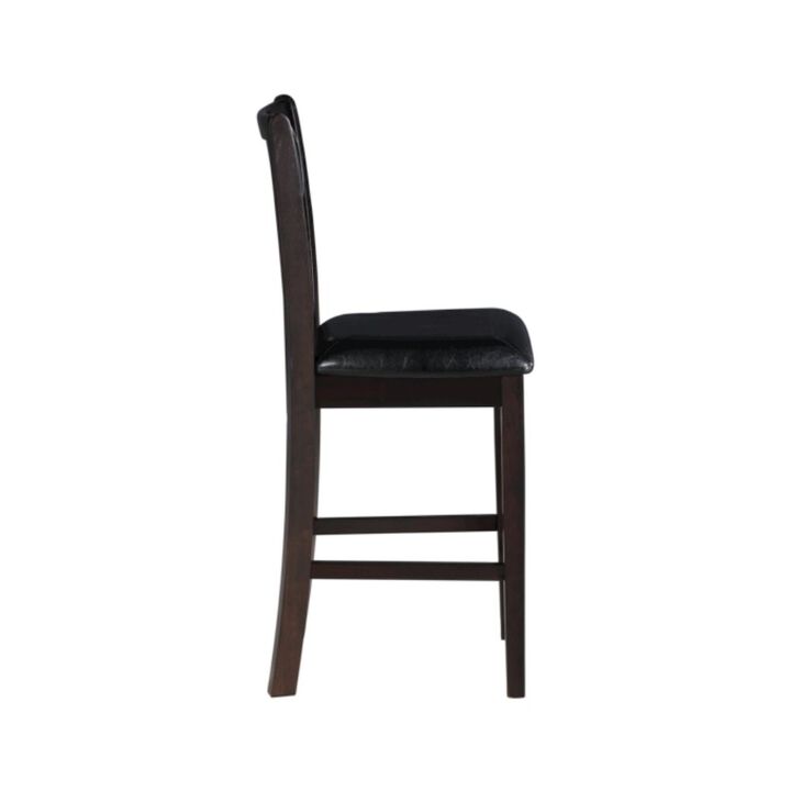 Solid Wood Counter Chairs Set of 2 Ebony Black