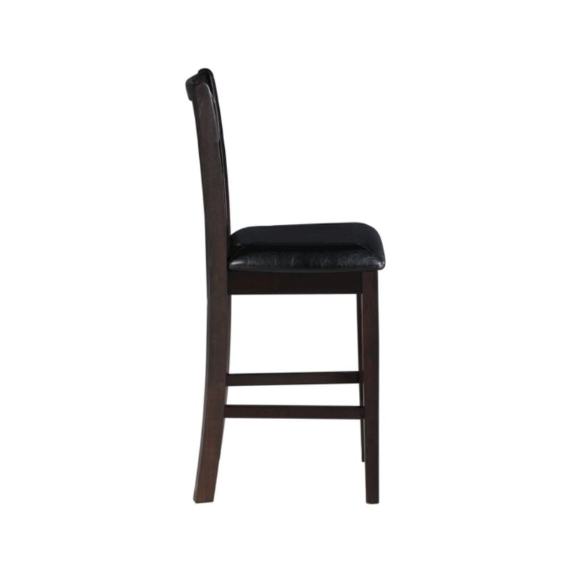 Solid Wood Counter Chairs Set of 2 Ebony Black image number 1