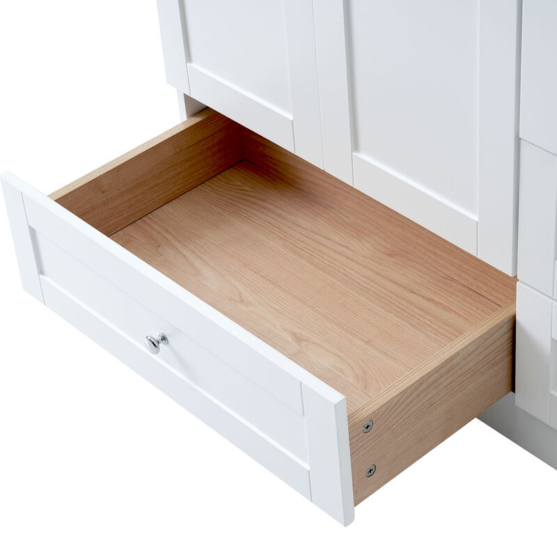 Whisen Shaker Style Free-Standing Bathroom Vanity Cabinet with Ceramic Sink, 4 Soft-close Drawers and 2 Soft-close doors