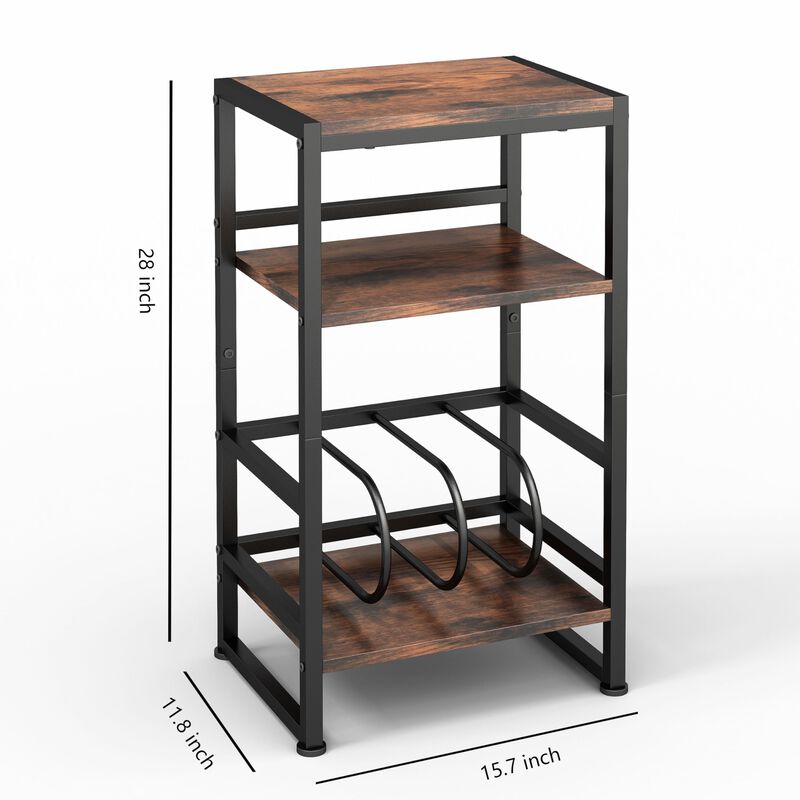 ZEXVIDA 3-Tier Vinyl Record Player Stand, End Table for Album Storage, 28"" H Record Player Stand with Storage Up to 120 Albums