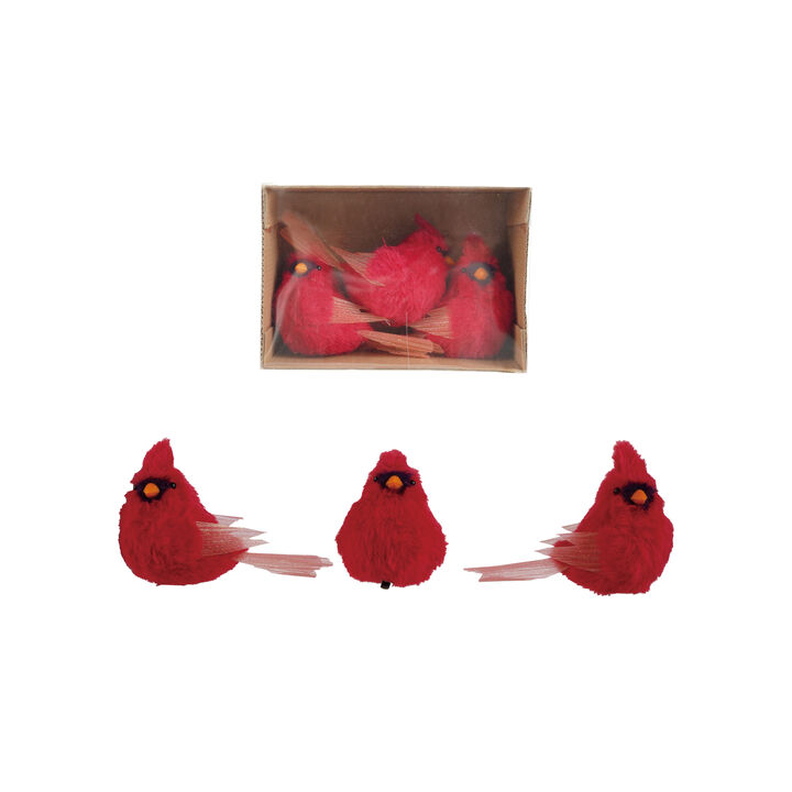 Cardinal Glitter Clip-On Ornaments, Red Fabric & Foam Set