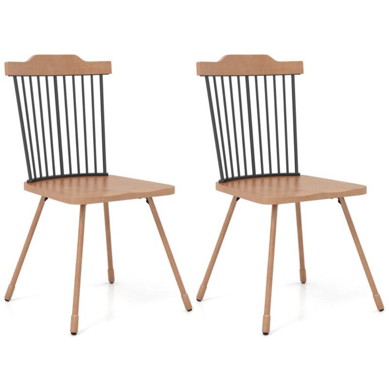 Hivvago Dining Chair with Spindle Back and Ergonomic Contoured Seat Set of 2