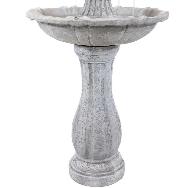 Sunnydaze Arcade Resin Outdoor 2-Tier Solar Fountain with Battery