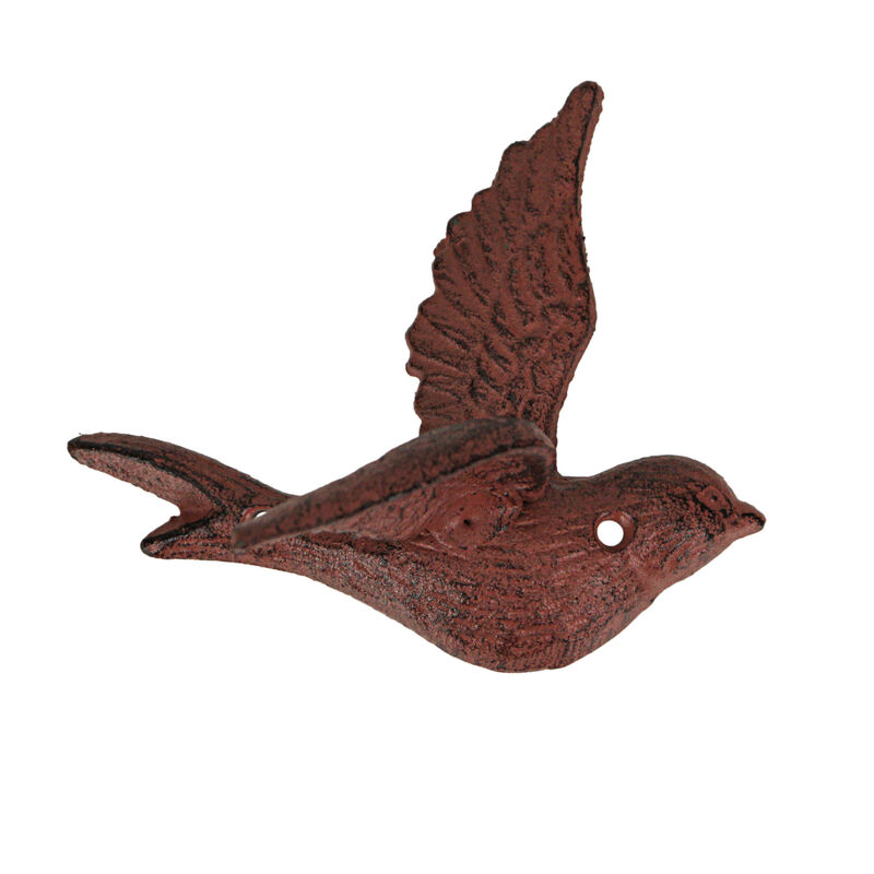 Set of 5 Coastal Coral Cast Iron Distressed Finish Flying Birds Wall Decor image number 4