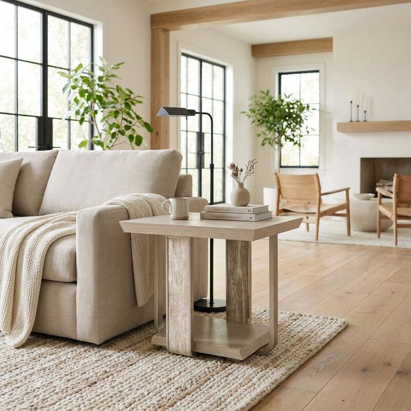 Michael Amini Lotus Bay End Table - Sand image number 2