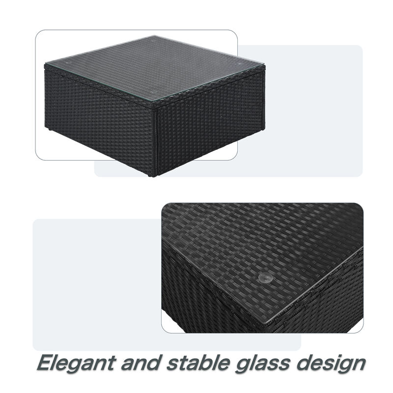 Merax Modular Patio Wicker Sofa Set with Removable Tempered Glass Table, Fade-Resistant Cushions image number 7