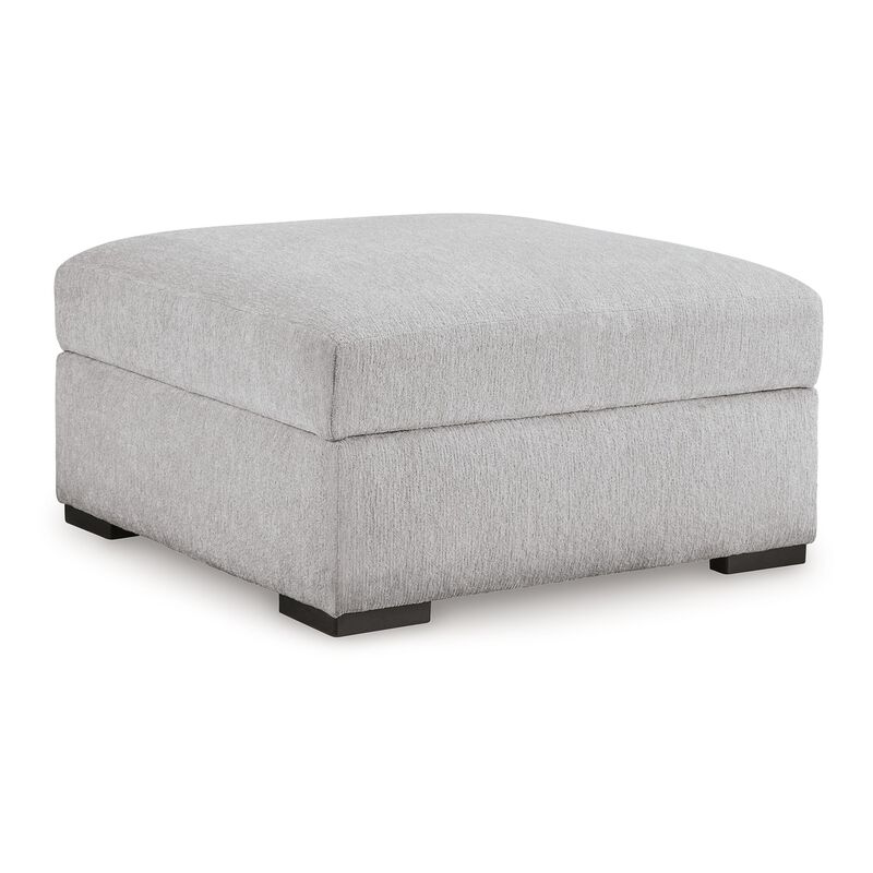 Gaby Low Profile Ottoman with Storage, Locking Wheels, Gray 37 Inch - Benzara