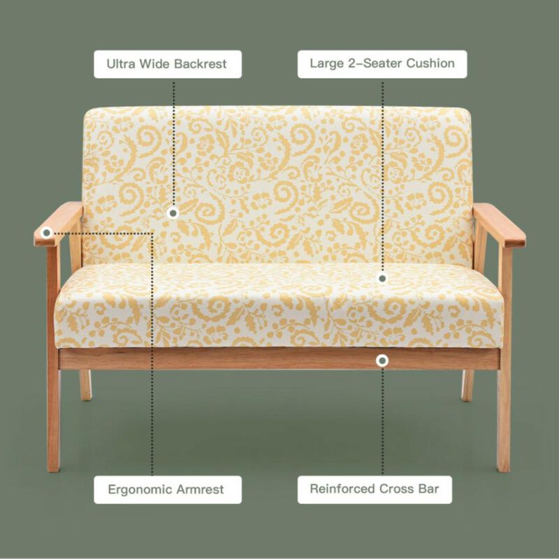 Hivvago Modern Fabric Loveseat Sofa Couch Upholstered 2-Seat Armchair