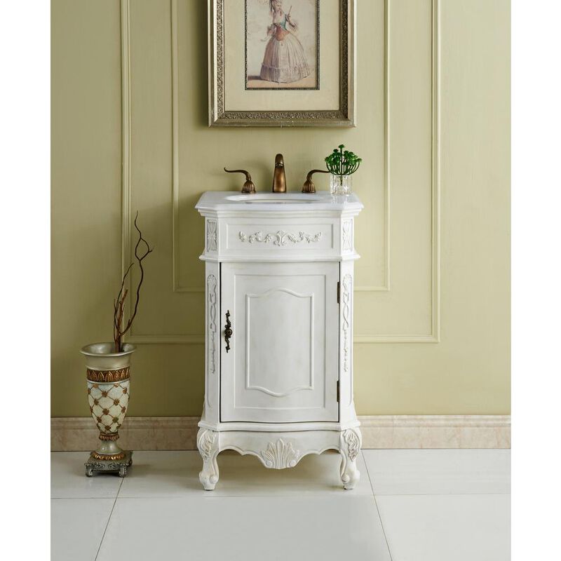 Elegant Kitchen and Bath 21 inch Single Bathroom vanity in Antique White