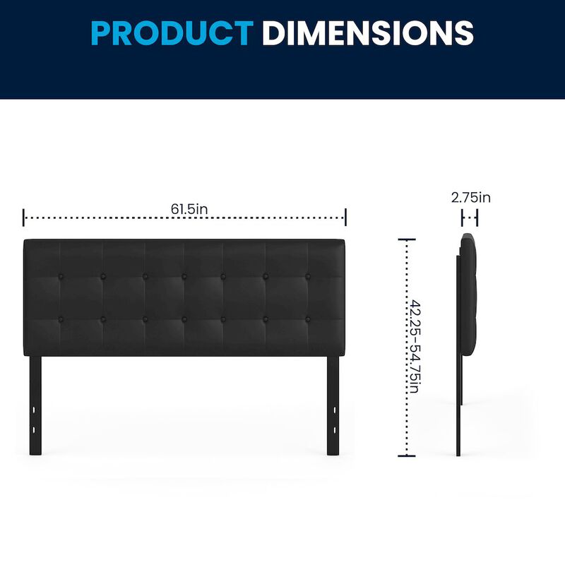 Flash Furniture Tufted Upholstered Queen Size Headboard in Black Vinyl image number 8