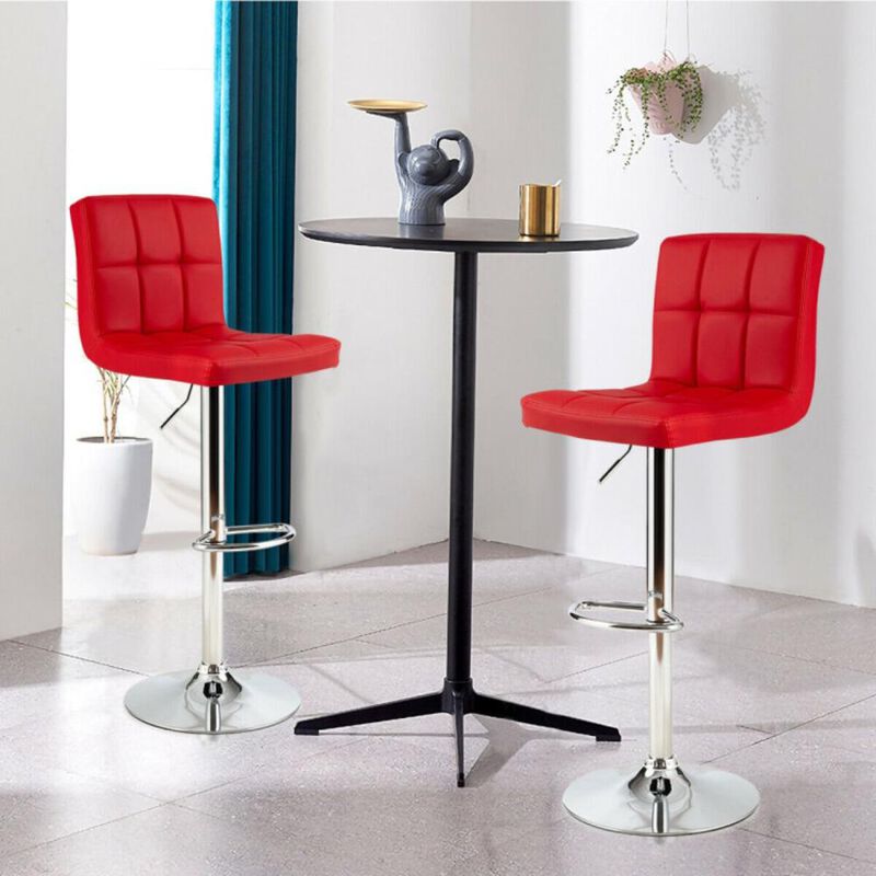 Hivvago Set of 2 Square Swivel Adjustable Bar Stools with Back and Footrest