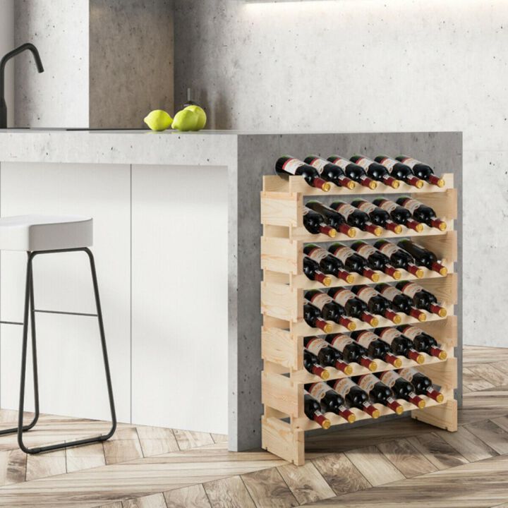 Hivvago 36 Bottles Stackable Wooden Wobble-Free Modular Wine Rack