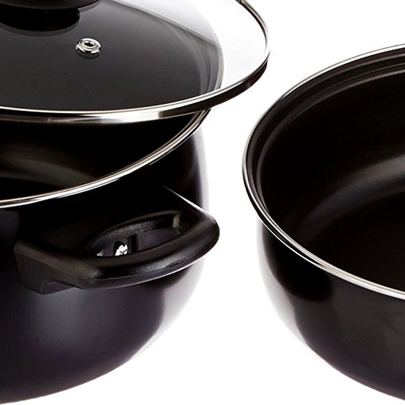 Gibson Home Chef Du Jour 7 Piece Carbon Steel Nonstick Cookware Set in Black