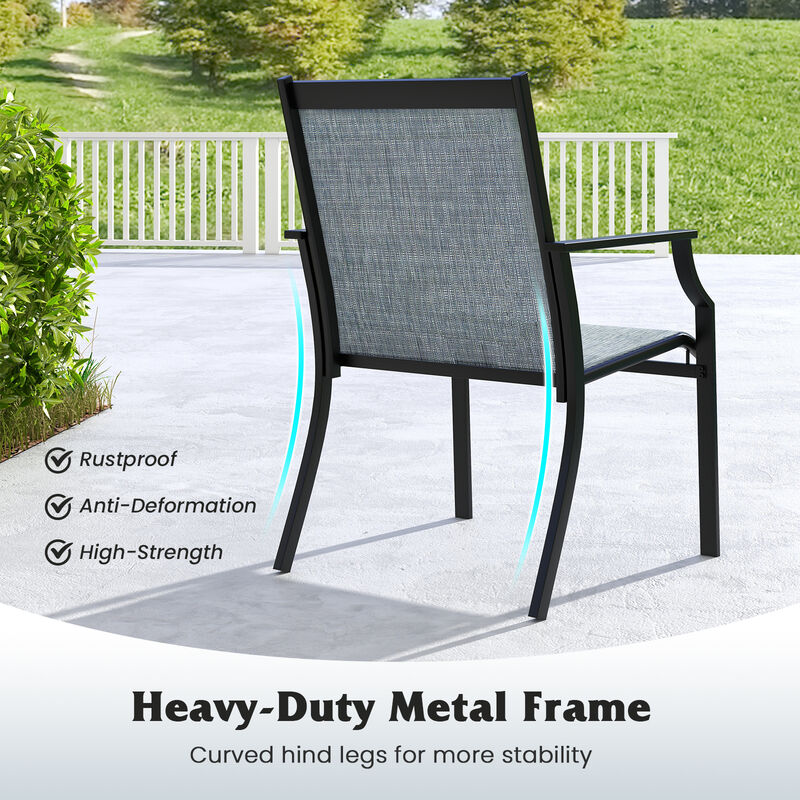 4 Piece Patio Dining Chairs Large Outdoor Chairs with Breathable Seat and Metal Frame