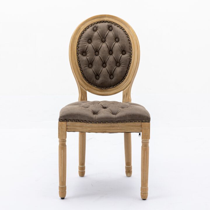 Whisen French Style Dining Chair, Rubberwood Frame with PU Leather Upholstery, Handmade Tufted & Nailhead Trim, Set of 2 for Living Room Kitchen