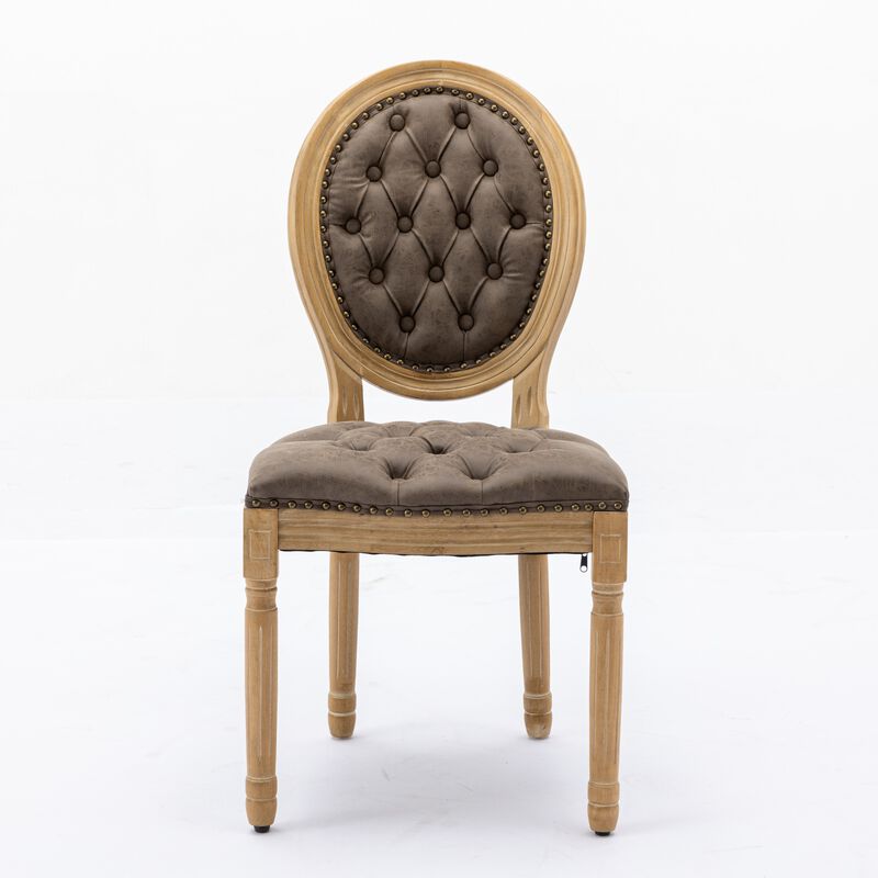 Whisen French Style Dining Chair, Rubberwood Frame with PU Leather Upholstery, Handmade Tufted & Nailhead Trim, Set of 2 for Living Room Kitchen image number 0