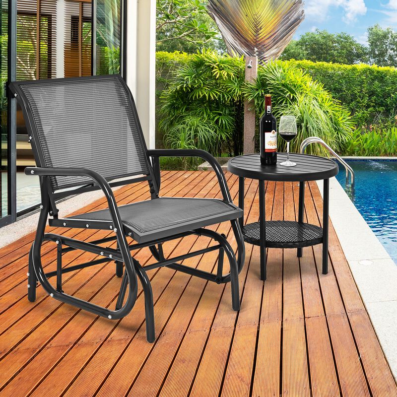 Heavy-Duty Outdoor Glider Chair &ndash; Rocking Swing Seat with Armrest for One