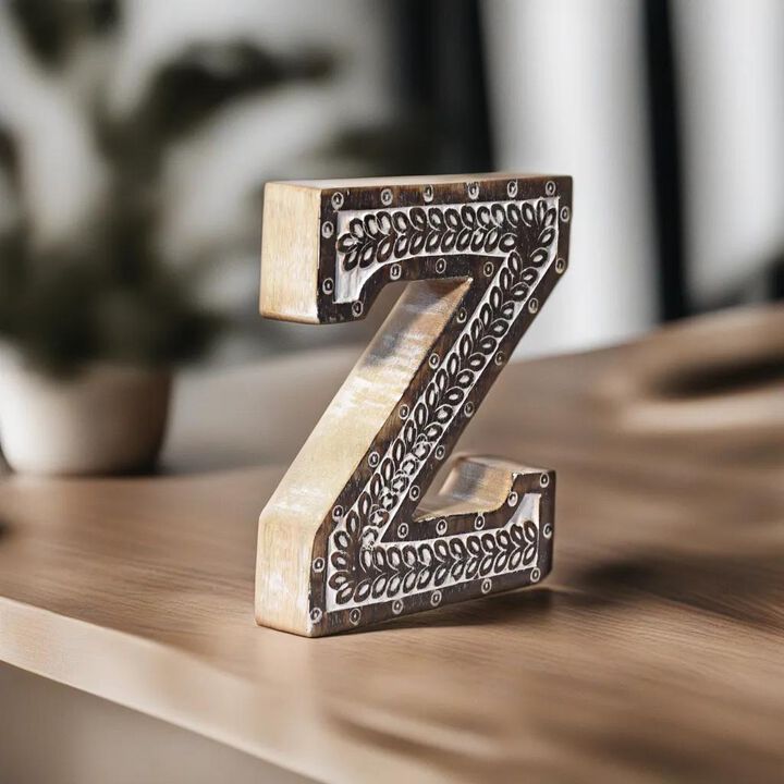Vintage Natural Handmade Eco-Friendly "Z" Alphabet Letter Block For Wall Mount & Table Top Décor