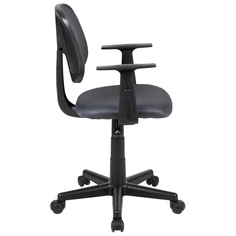Flash Furniture Mid-Back Gray Mesh Swivel Task Office Chair with Pivot Back and Arms image number 5