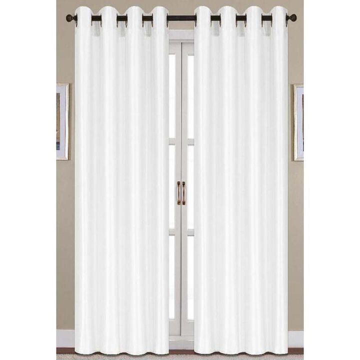 Nancy Faux Silk 54 x 84 in. Grommet Top Curtain Panel White