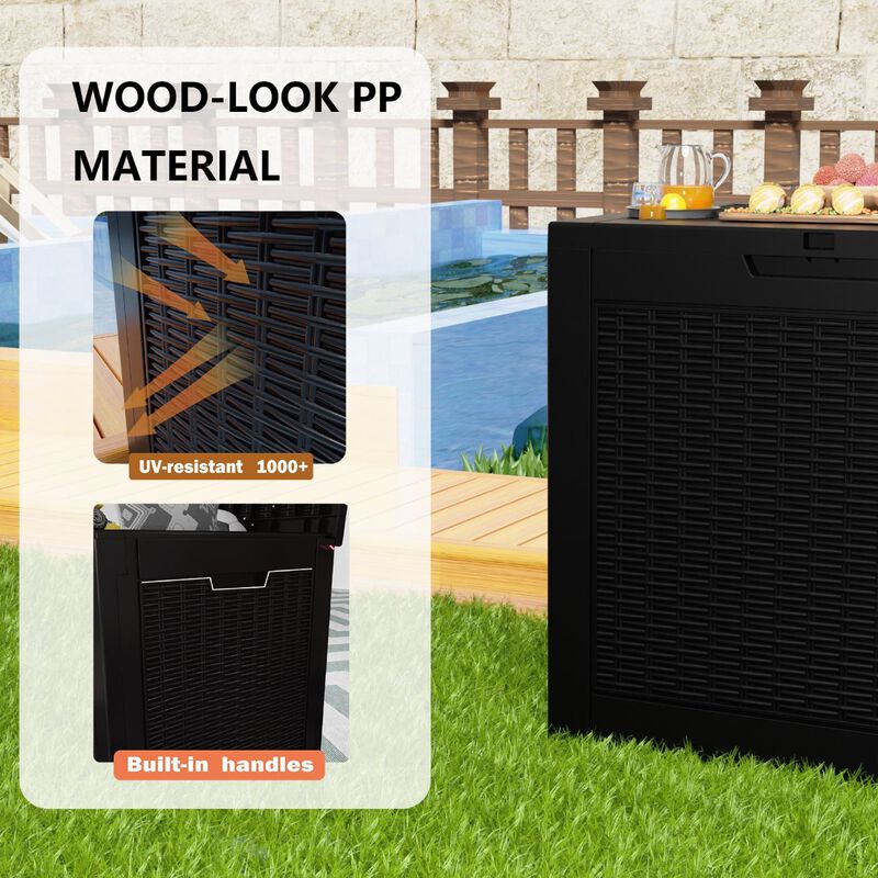 Mondawe 31 GAL Rattan Deck Boxes for Outdoor Storage with Side Handles