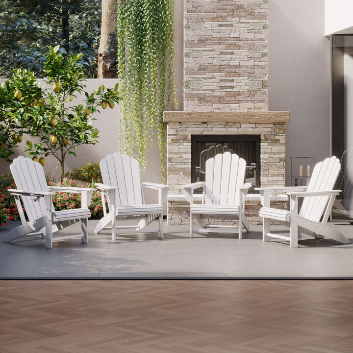 WestinTrends Outdoor Patio HDPE Adirondack Chairs With Cup Holders (Set of 4)