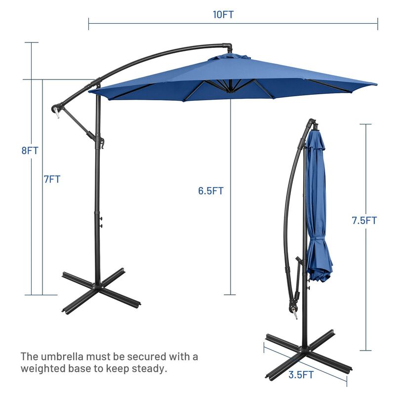Mondawe 10 Feet Offset Umbrella with 8 Ribs Cantilever and Cross Base